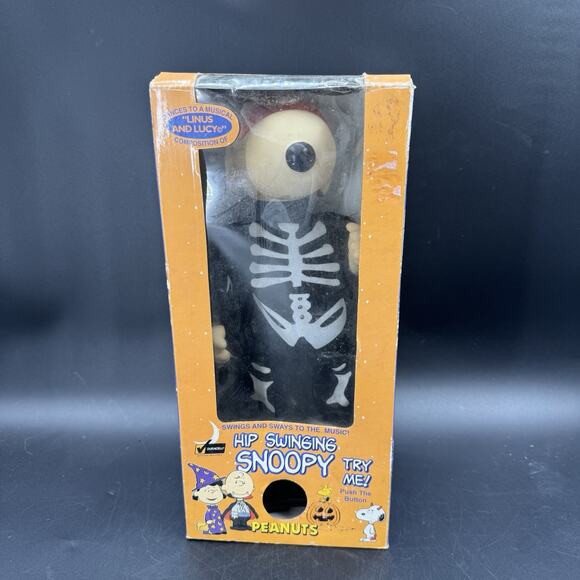 1998 Peanuts Gemmy Dancing Hip Swinging Snoopy Skeleton Vintage Not Working - Picture 1 of 12